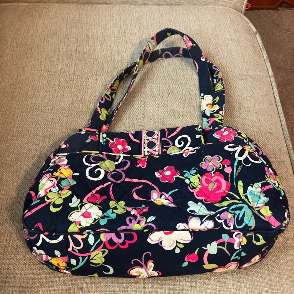 Vera Bradley dark blue purse with pink and orange flowers - Picture 4 of 4